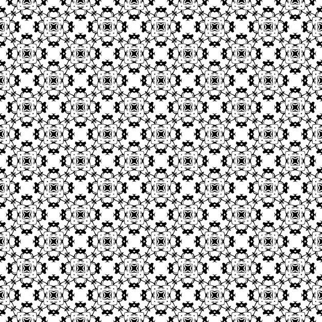 Patrón abstracto sin fisuras en blanco y negro. Fondo y telón de fondo. Diseño ornamental en escala de grises.