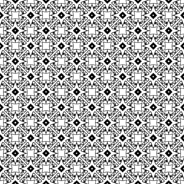 Patrón abstracto sin fisuras en blanco y negro. Fondo y telón de fondo. Diseño ornamental en escala de grises.