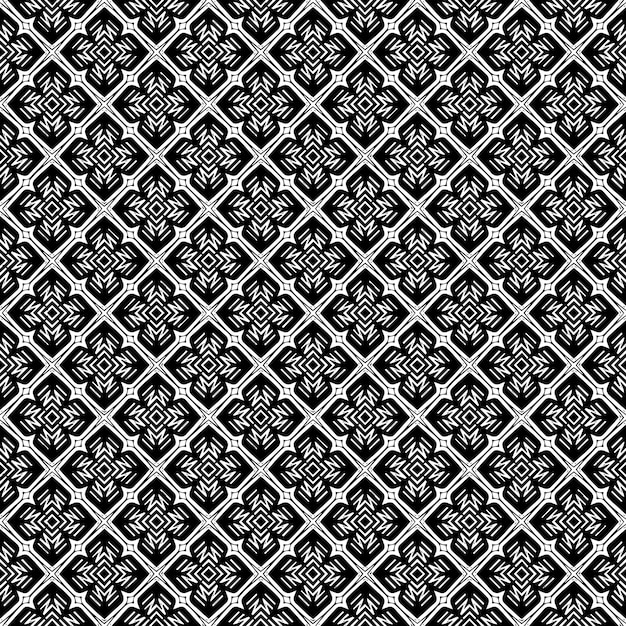 Patrón abstracto sin fisuras en blanco y negro. Fondo y telón de fondo. Diseño ornamental en escala de grises.