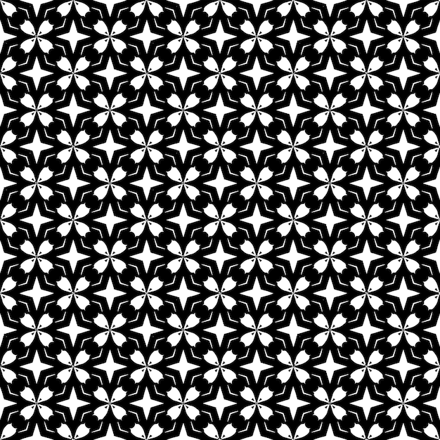 Patrón abstracto sin fisuras en blanco y negro. Fondo y telón de fondo. Diseño ornamental en escala de grises.