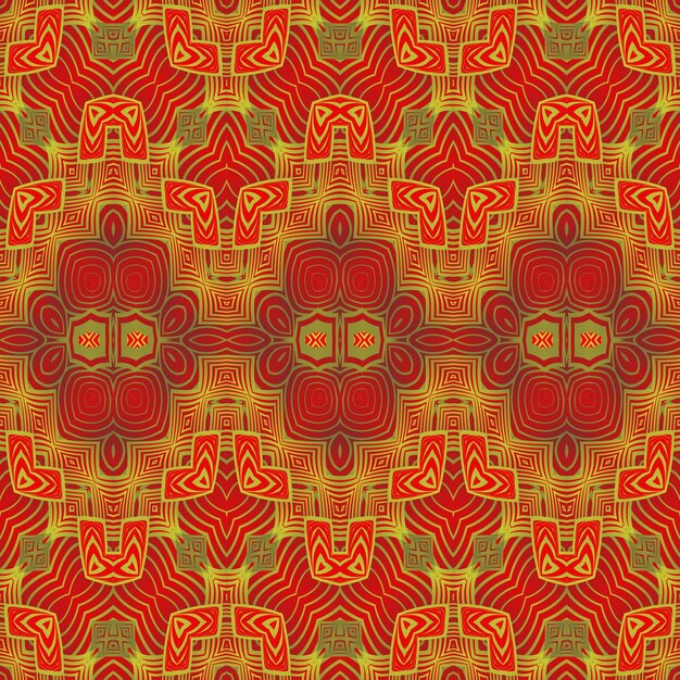 Patrón abstracto sin fisuras en colores rojo y amarillo ilustración vectorial