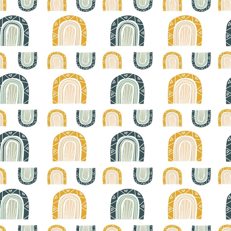 Vector patrón abstracto sin fisuras con estampado moderno con arco iris. fondo para papel de embalaje de papel tapiz de impresión de tela. estilo boho. ilustración vectorial