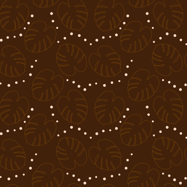 Patrón abstracto sin fisuras de moda de hojas de monstera en tonos chocolate de moda textura de fondo