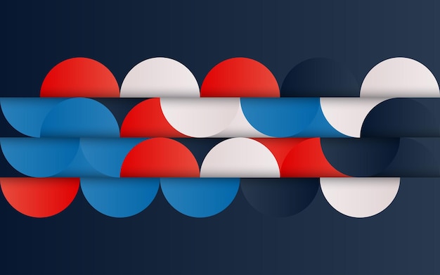 Patrón abstracto geométrico de mediados de siglo con formas simples y hermosa paleta de colores Composición de patrones geométricos simples Ilustración vectorial
