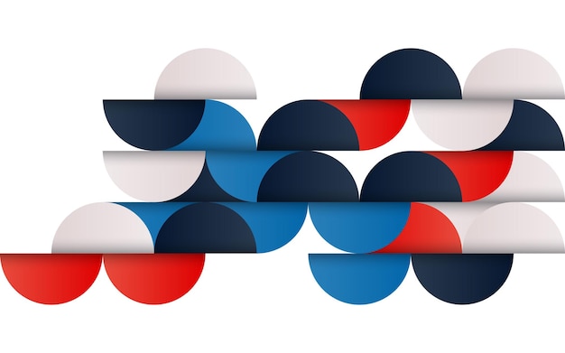 Patrón abstracto geométrico de mediados de siglo con formas simples y hermosa paleta de colores Composición de patrones geométricos simples Ilustración vectorial