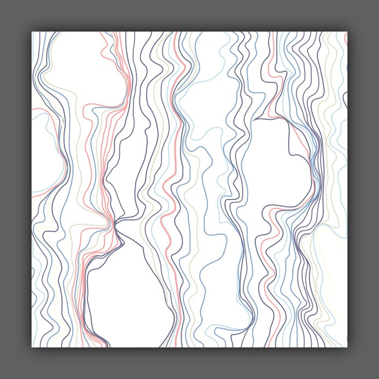 Vector patrón abstracto de líneas de colores el patrón de propagación del agua con islas el concepto de tecnología ciencia propagación del sonido cambio de paisaje ilusión y alucinación