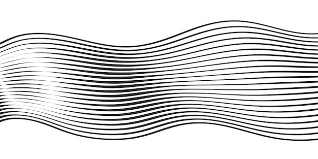 Patrón abstracto de líneas de onda negras en fondo blanco Ilustración vectorial