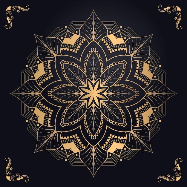 Patrón abstracto mandala adornado. Elegante adorno redondo dorado vintage.