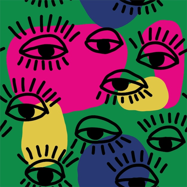 Patrón abstracto de moda contemporáneo minimalista con ojos Plantilla de moda para el diseño