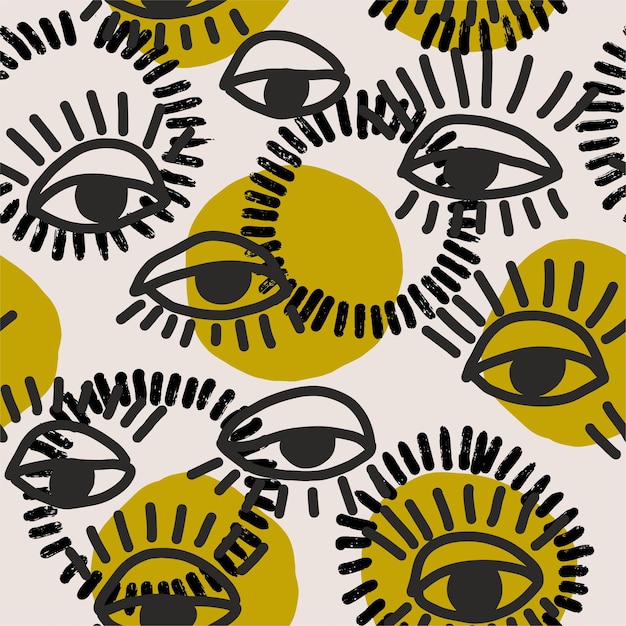 Patrón abstracto de moda contemporáneo minimalista con ojos Plantilla de moda para el diseño