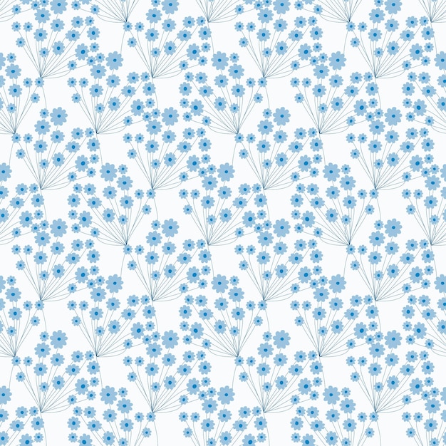 Patrón abstracto natural floral transparente fondo blanco estilo Millefleurs azul Flores hojas