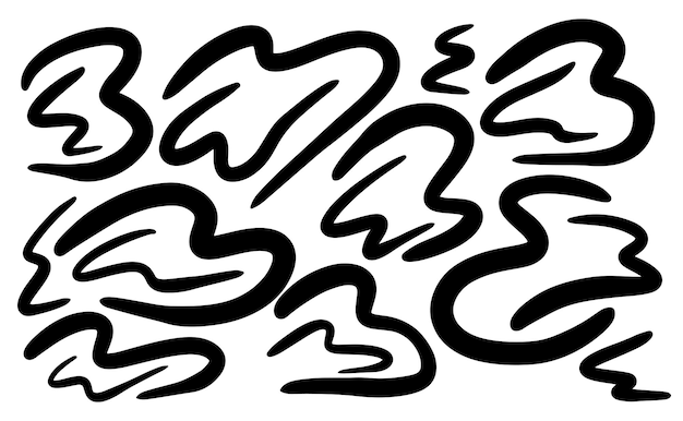 Patrón abstracto de pinceladas negras sobre un fondo blanco