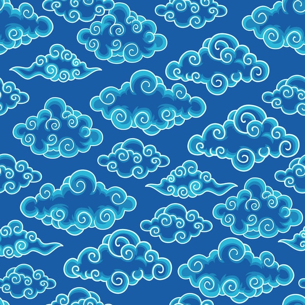 Patrón abstracto tradicional de la nube azul de Batik