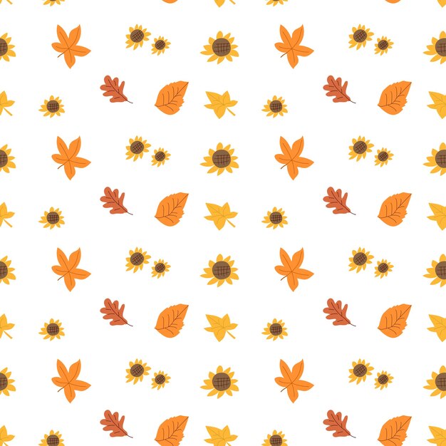 Patrón de Acción de Gracias de otoño con hojas y plantas de otoño animales diseño de tela lindo