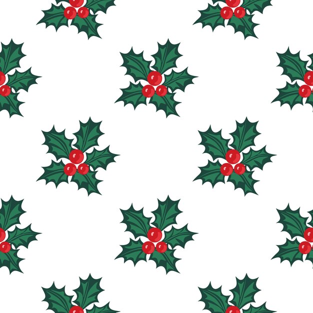Patrón de acebo sin costura de acebo de Navidad