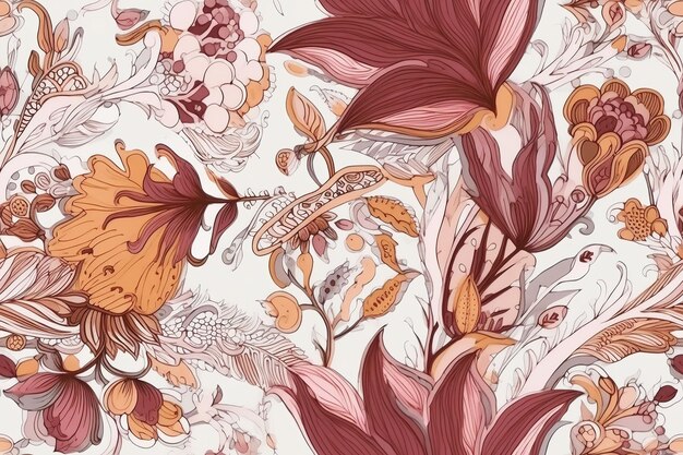 Patrón acuarela arte vectorial pintura ilustración patrón de flores textil ornamental adornado