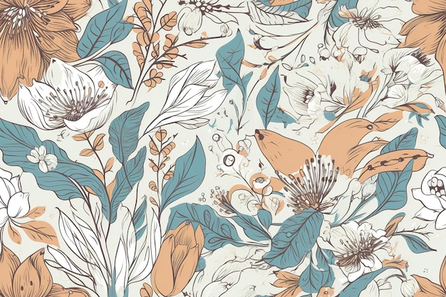 Patrón acuarela arte vectorial pintura ilustración patrón de flores textil ornamental adornado