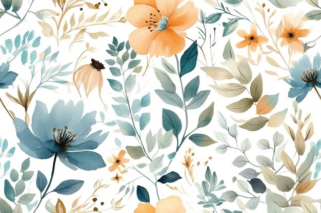 Patrón acuarela arte vectorial pintura ilustración patrón de flores textil ornamental adornado