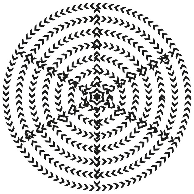 Patrón de adorno circular Diseño decorativo de mandala Simetría radial vectorial Motivo geométrico intrincado