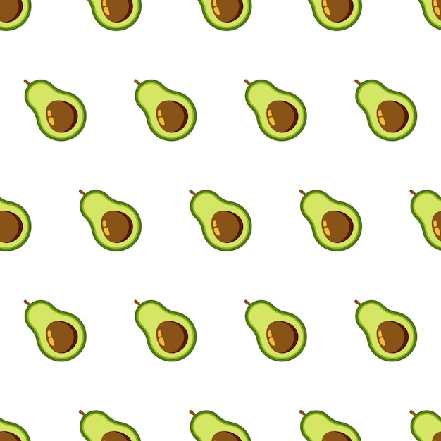 Patrón de aguacate sin costuras sobre un fondo blanco
