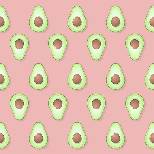 Un patrón con aguacate sobre un fondo rosa para el diseño.