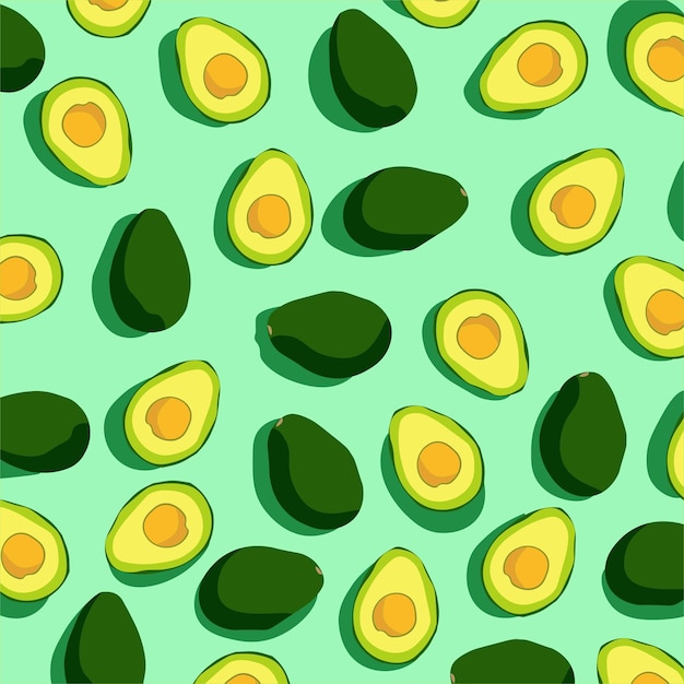 patrón de aguacate vectorial en fondo verde