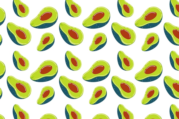 El patrón de aguacate verde del aguacate mexicano es un ingrediente de estilo de dibujos animados para el guacamole