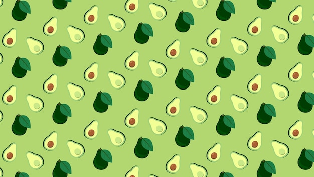 El patrón de aguacate verde sin costuras es un fondo de fruta plana y linda.