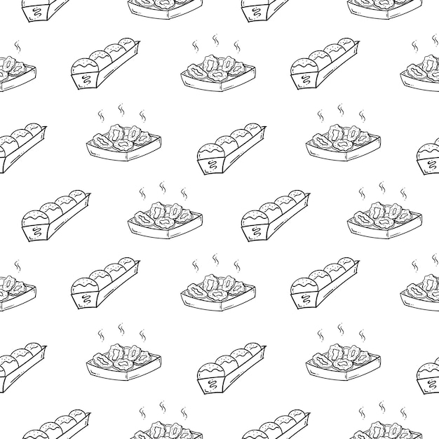 patrón de alimentos patrón sin costuras de alimentos y bebidas dibujado a mano estilo patrón fondo