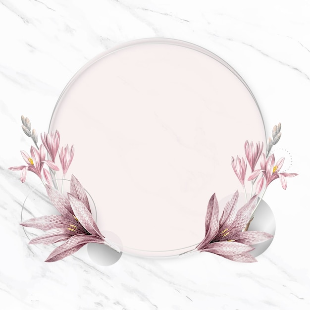 Patrón de amarilis rosa con marco plateado