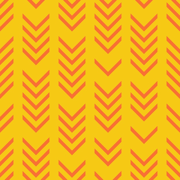 Patrón amarillo sin costuras con flechas de chevrón naranja