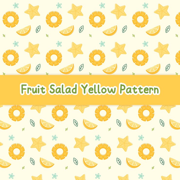 Patrón amarillo de ensalada de frutas