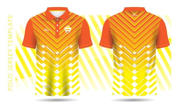 patrón amarillo y naranja abstracto para la camiseta de polo y la plantilla de maqueta deportiva