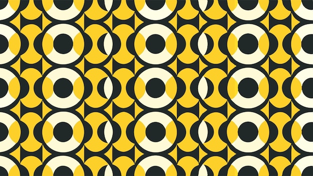 un patrón amarillo y negro con círculos y círculos