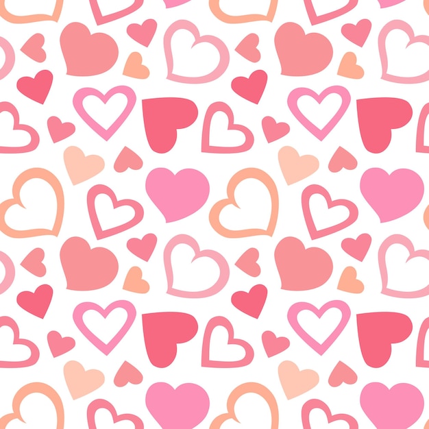 Patrón de amor sin fisuras sobre fondo blanco Impresión femenina sin fin con corazones Adecuado para embalaje