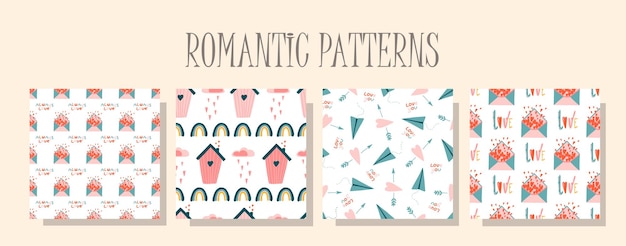 Patrón de amor romántico. Diseño textil infantil Diseño sin costuras