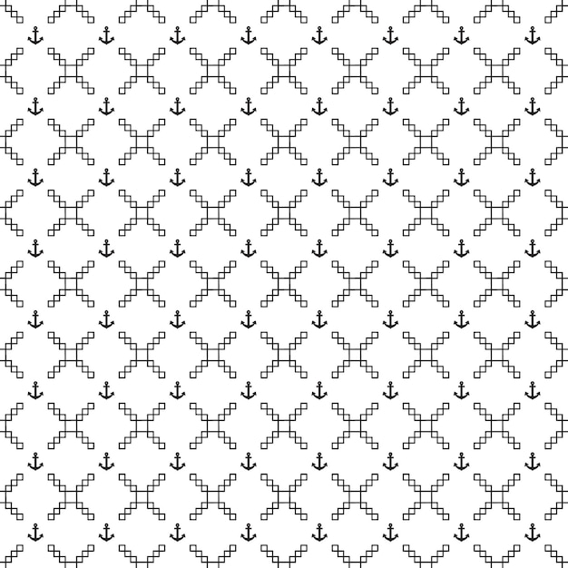 Patrón de ancla transparente de vector EPS. Textura con estilo moderno Patrón de anclaje negro
