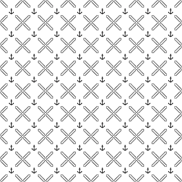 Patrón de ancla transparente de vector EPS. Textura con estilo moderno Patrón de anclaje negro