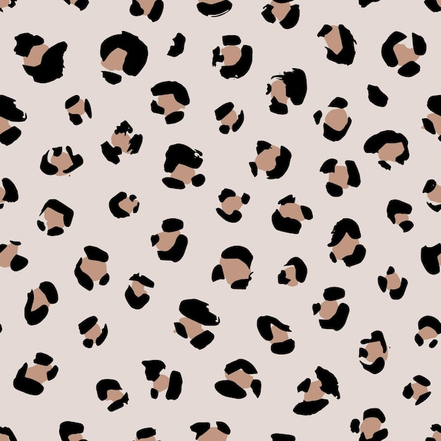 Patrón animal transparente con puntos de leopardo grunge. Textura monocromática creativa para tela, envoltura, textil, ropa. Ilustración vectorial