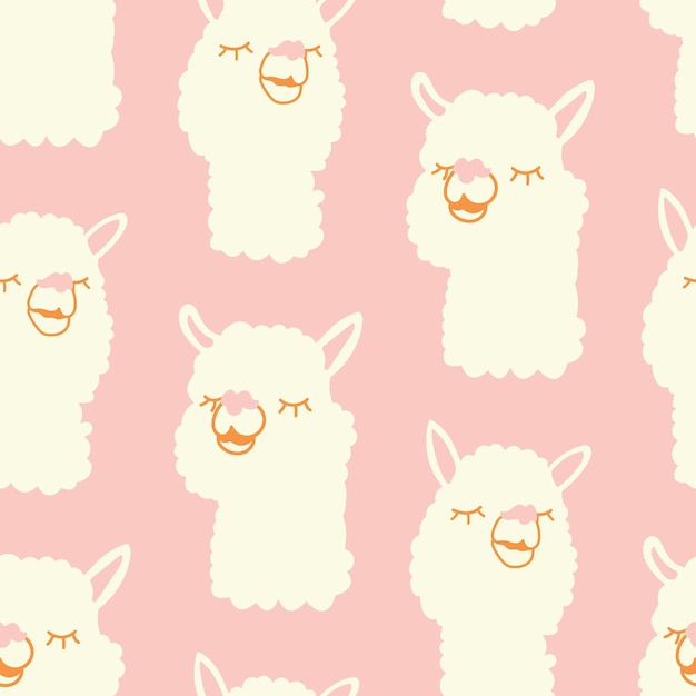 Patrón de animales sin costuras Caracteres de llama lindos en un fondo rosado Patrón vectorial encantador