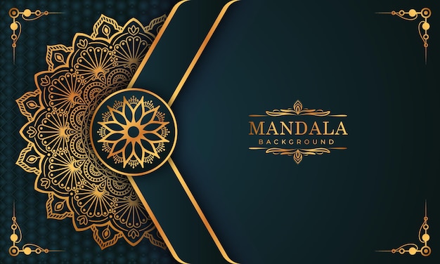 Patrón de arabescos de oro de lujo en fondo de mandala estilo árabe islámico oriental vector premium