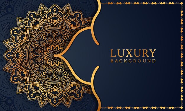 Patrón de arabescos de oro de lujo en fondo de mandala Estilo árabe islámico oriental Vector Premium