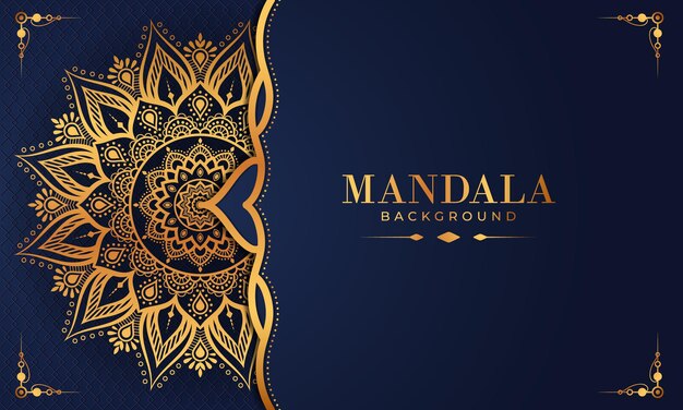 Patrón de arabescos de oro de lujo en fondo de mandala estilo árabe islámico oriental Vector Premium