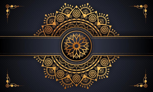 patrón de arabescos de oro de lujo en fondo de mandala Vector Premium