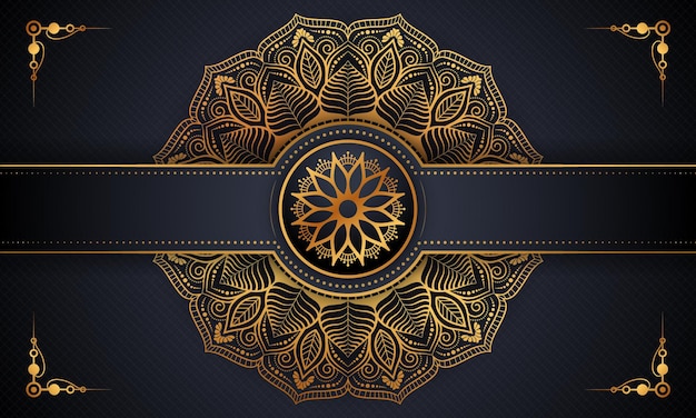 patrón de arabescos de oro de lujo en fondo de mandala Vector Premium