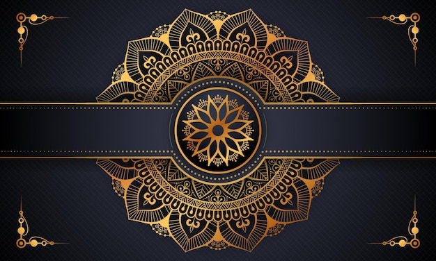 patrón de arabescos de oro de lujo en fondo de mandala Vector Premium