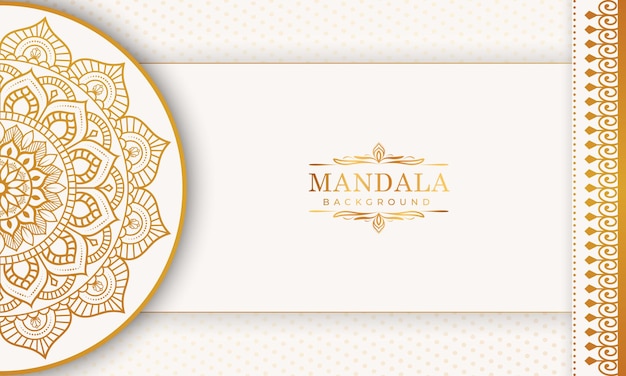 Patrón de arabescos de oro de lujo en fondo de mandala vector premium