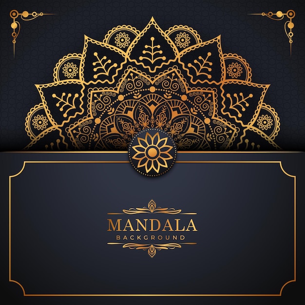 Patrón de arabescos de oro de lujo en fondo de mandala vector premium