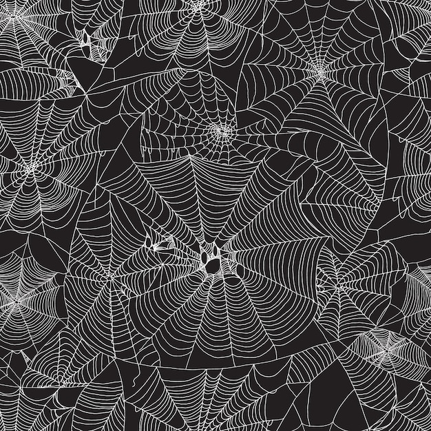 Patrón de araña sin costuras Patrón vectorial continuo plantilla dibujada por vector de la mano