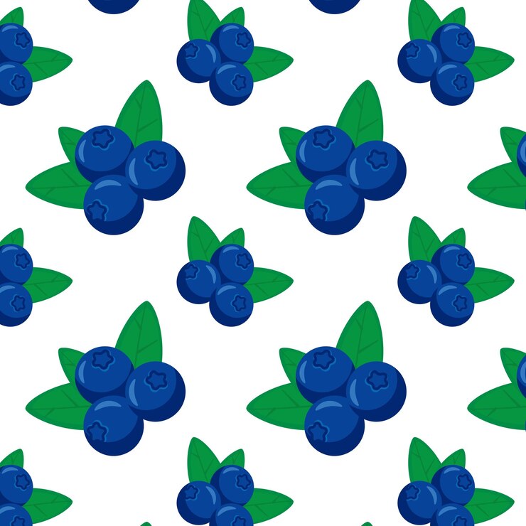 Vector patrón de arándanos repetitivo sobre un fondo blanco